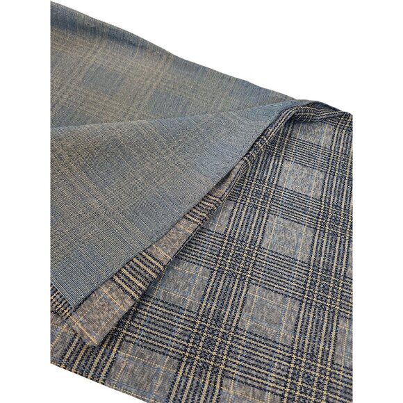 Vintage Navy Plaid Polyester Fabric 23x60 Inches Sewing Material - Picture 2 of 8